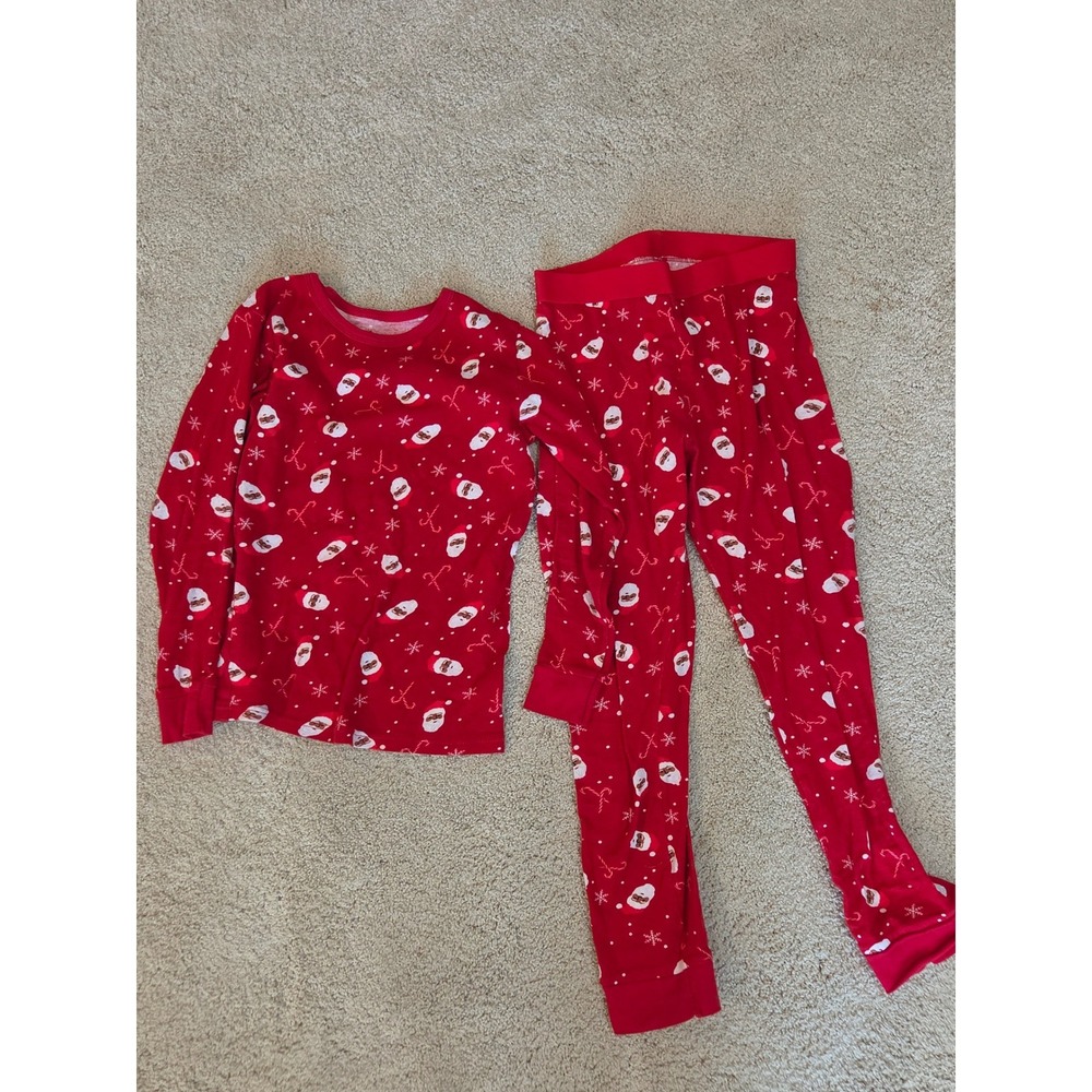 Wondershop Pajama Set Kids 10 Red Santa Holiday Cotton Snug Fit Excellent